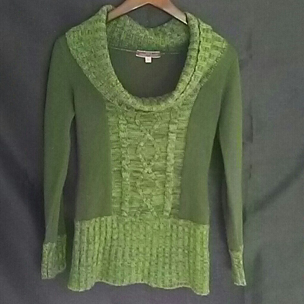 Green Cowl Neck Scoop Sweater